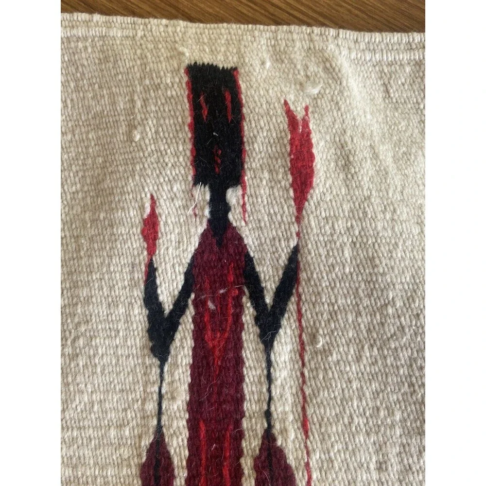 VINTAGE 28X58 Wool Woven Yei Style Rug - Not Sure Of Age Or Origin - AS-IS